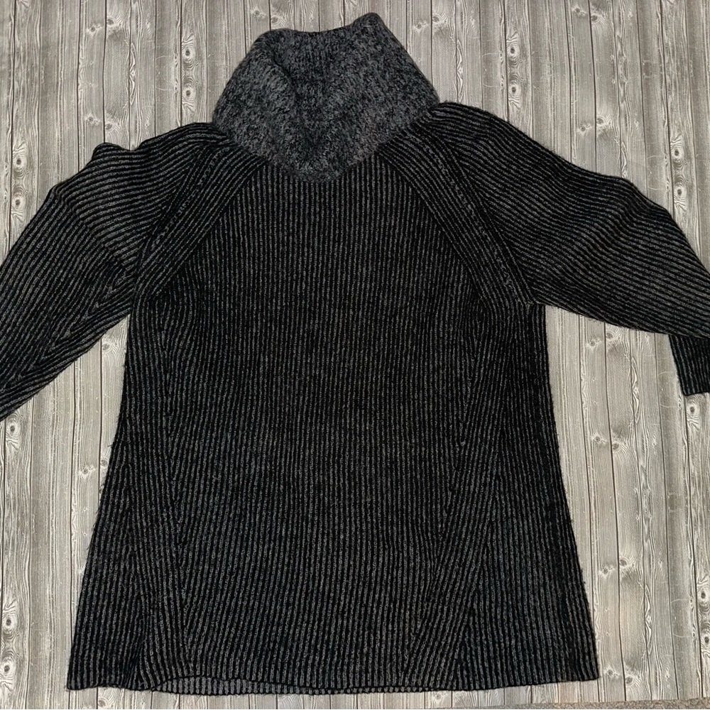 Topshop Black and Gray Cowl Neck Sweater